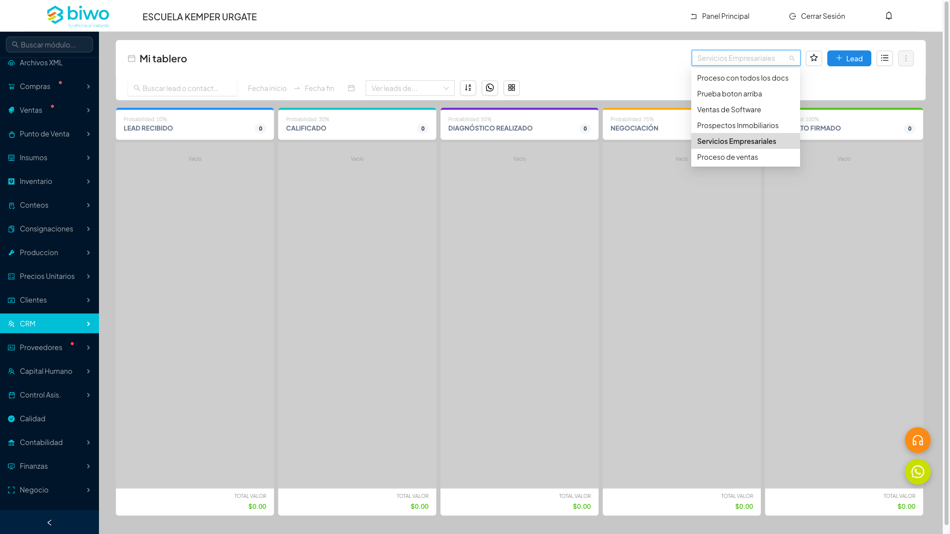 Imagen temporal del módulo CRM en BIWO ERP